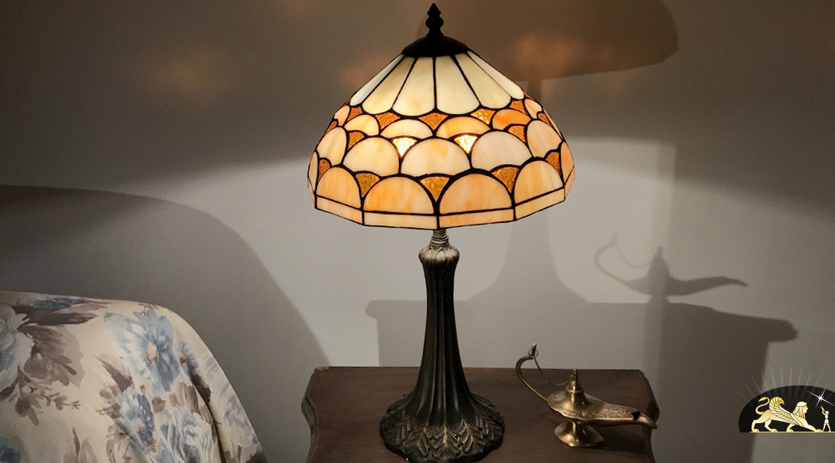 Lampe de chevet Tiffany : Clémentine confite - Ø30cm