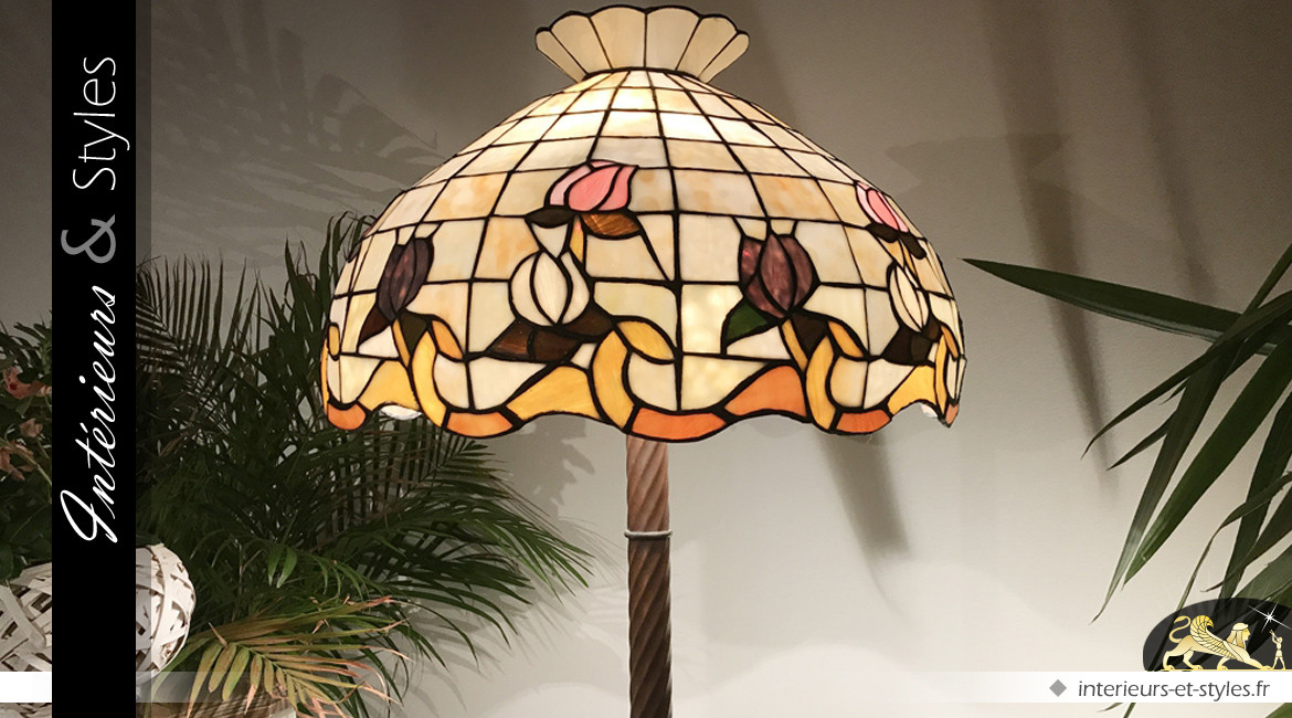 Grand lampadaire Tiffany Tulipe de douceur