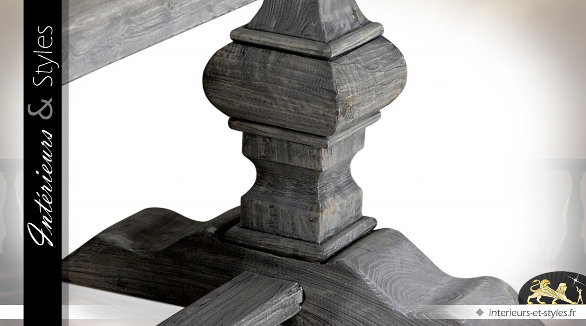Table Monastère 270 cm en pin massif recyclé finition grise
