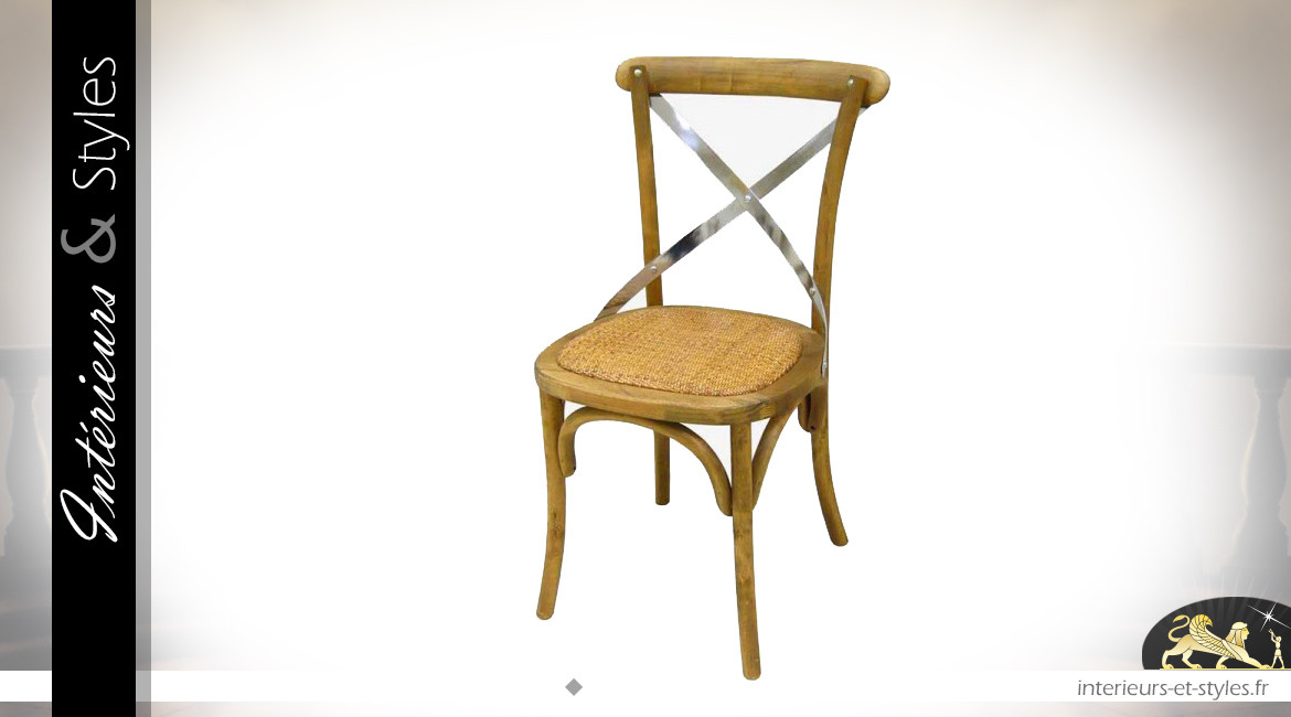 Chaise moderne en bois et métal ambiance bistrot, constrastée, modèle insipiré Thonet
