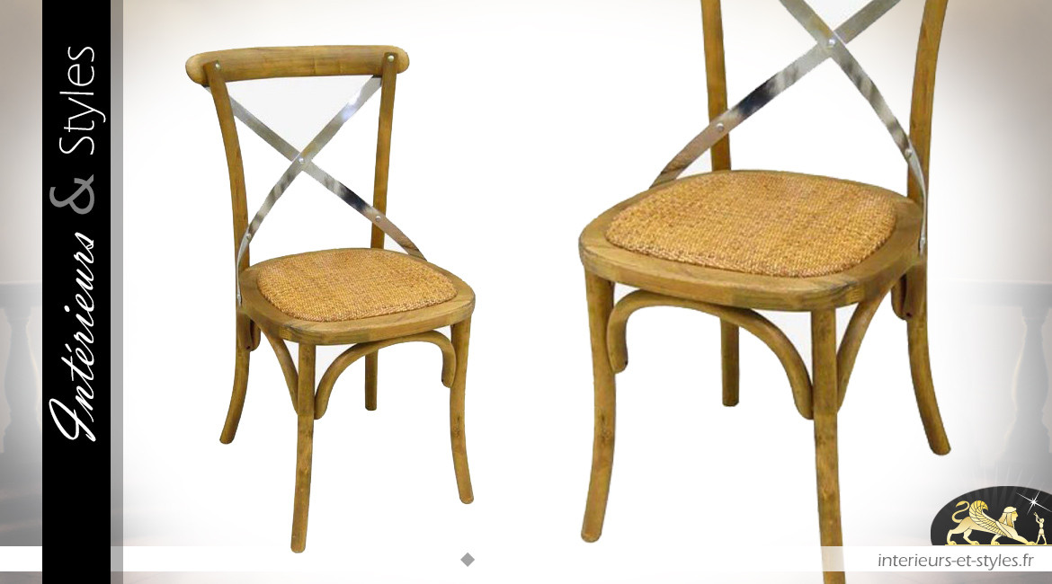 Chaise moderne en bois et métal ambiance bistrot, constrastée, modèle insipiré Thonet