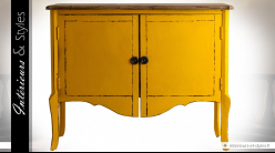 Buffet console de style provençal avec patine moutarde à deux portes 120 cm