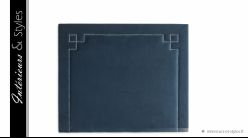 Tête de lit Truman signée Eichholtz, structure en bouleau massif et habillage velours bleu