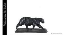 Sculpture de jaguar en bronze massif signé Eichholtz, ambiance Art Déco