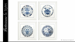 Ensemble de cadres Chine Impériale signé Eichholtz, en céramique finition bleu cobalt