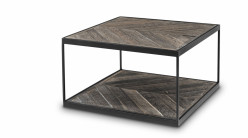 Table d'appoint La Varenne signée Eichholtz, forme carrée en acier et placage de chêne foncé