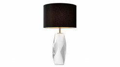 Lampe de salon Titan signée Eichholtz, en verre taillé dans la masse effet pierre précieuse et abat-jour noir brun