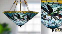 Grande suspension de style Tiffany, Lueur sur le lagon, Ø71cm / 75cm