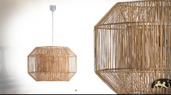 Suspension en rotin naturel et métal, de style moderne contemporain, forme géométrique, Ø62cm