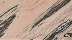 Plateau rond en marbre rose veiné noir et gris, Ø120cm