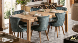 Table de salle à manger en bois de manguier massif finition ciré, 200cm