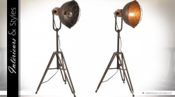 Lampadaire spot industriel vintage en métal 135 cm