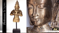 Très grande statuette de divinité asiatique en métal doré 170 cm