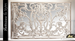 Panneau décoratif mural patine blanc antique fond en miroir