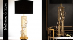Grande lampe design dorée et noire 85 cm