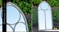 Miroir-fenêtre de style ancien finition patinée 122 cm