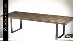 Grande table 300 cm marqueterie chêne fumé effet 3D plateau épais 6 cm