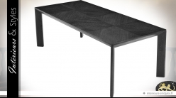 Table de salle à manger en acajou avec placage chêne teinte charbon 225 cm