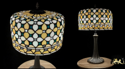 Lampe de salon de style Tiffany, modèle Emeraude 52cm (Ø30cm)