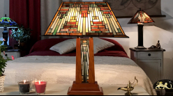 Grande lampe de salon Tiffany : La cité perdue - 56 cm de longueur finale