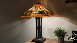 Lampe de salon Tiffany : Réflexion hivernale - Ø43cm