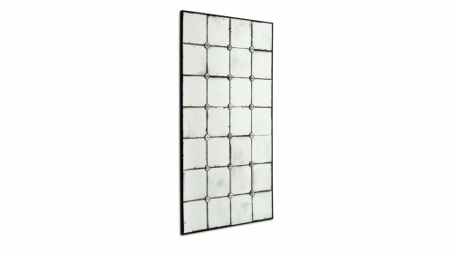 Miroir Cedar signé Eichholtz, grande grille de carrés finition noirci piqué